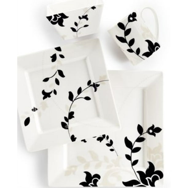 Martha Stewart 4-Piece Avenue Square White Porcelain Place Setting Martha Stewart 4-Piece Avenue Square White Porcelain Place Setting